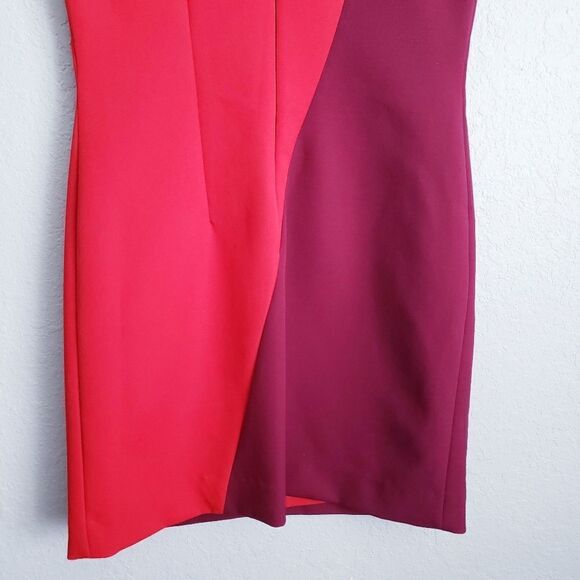 Milly Burgundy and Red Colorblock Dress - Picture 8 of 9